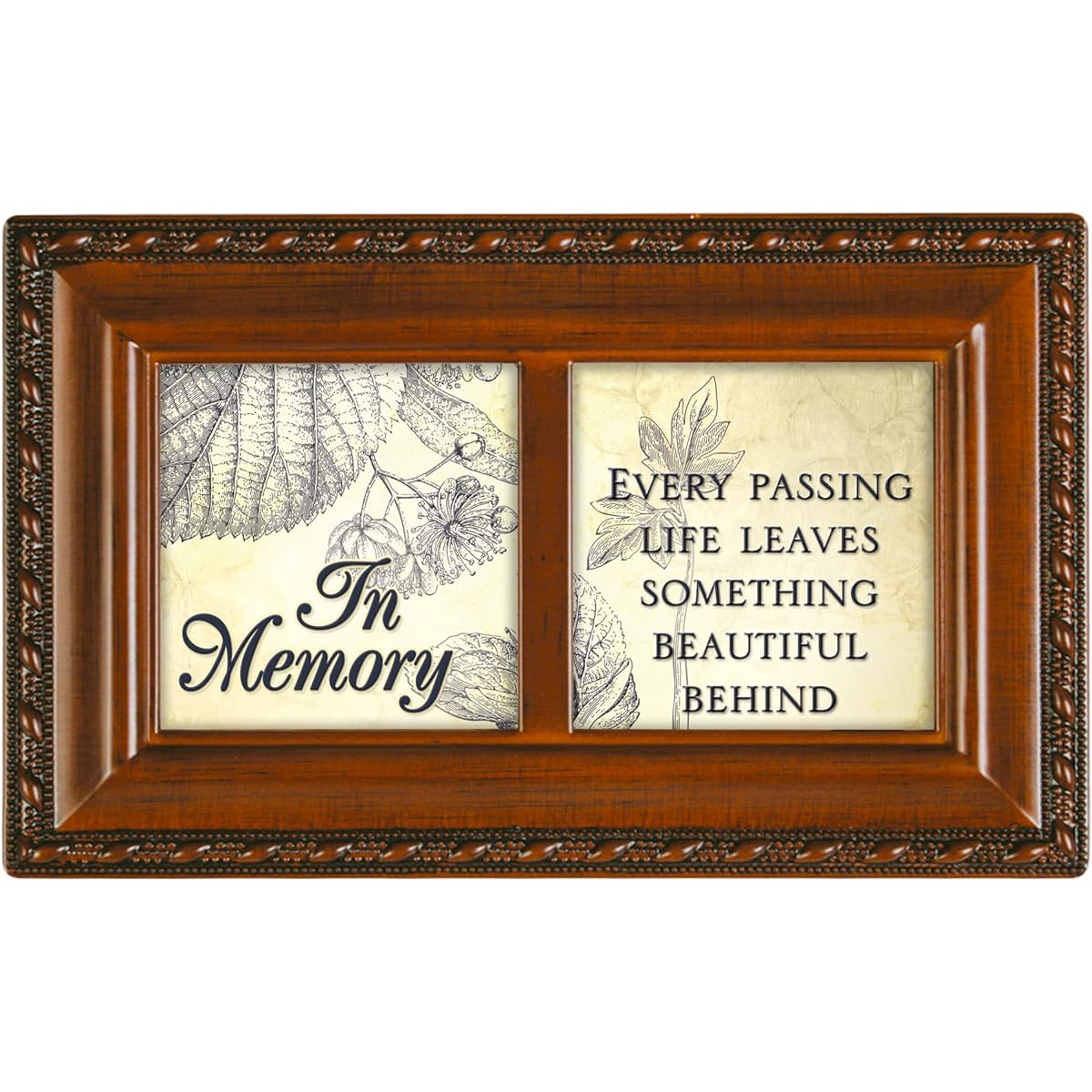 Cottage Garden in Memory Every Life Wood Grain Rope Trim Jewelry Music Box "Wind Beneath My Wings"