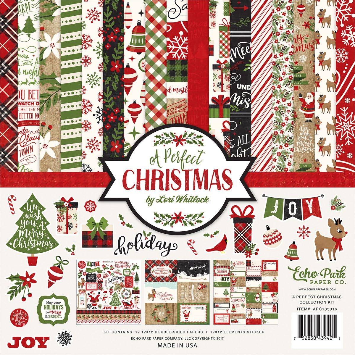 Echo Park Paper Company Perfect Christmas Collection Kit Pastel 12x12 Inch