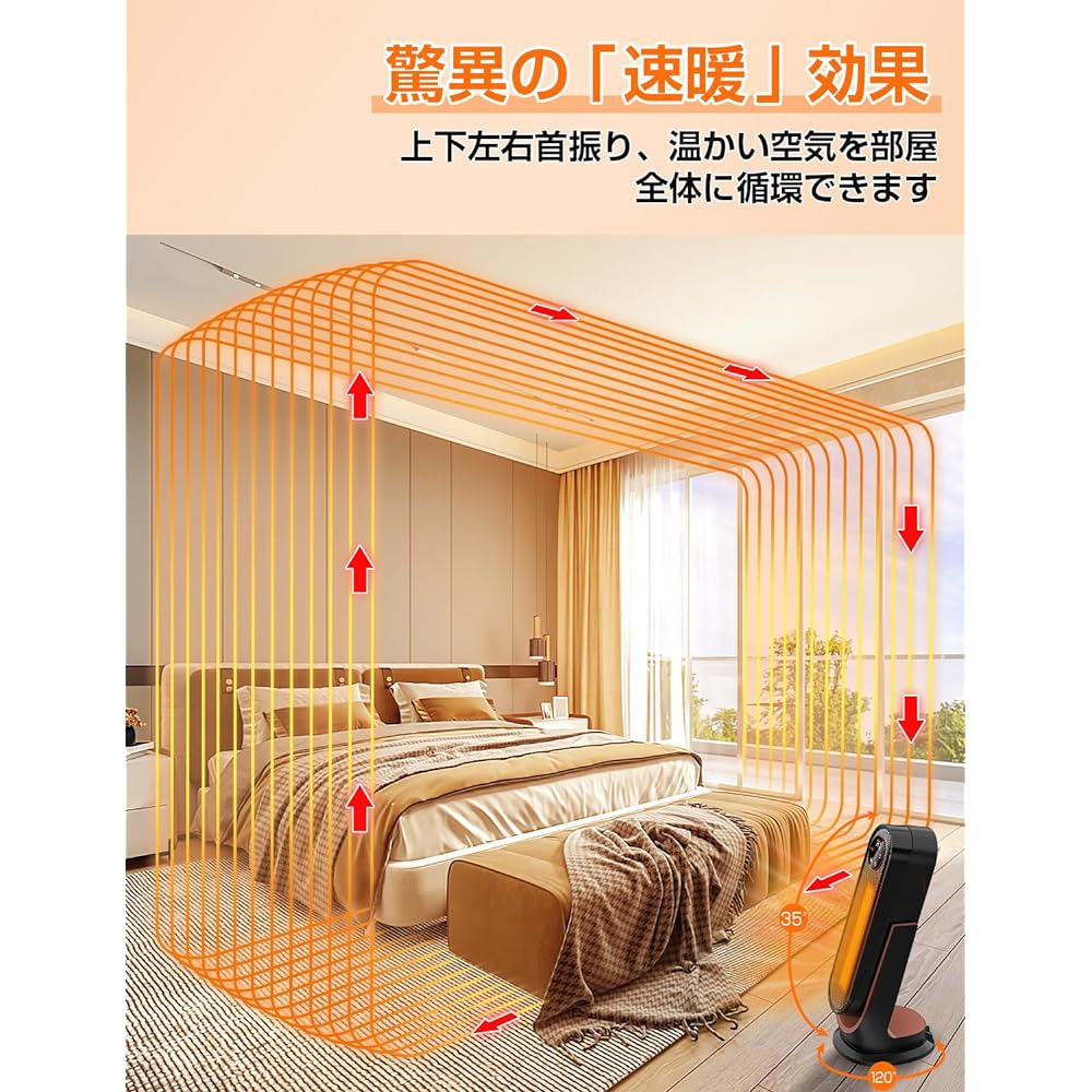 Pogeto Ceramic Heater, Fan Heater, Electric, Energy Saving, Heating Equipment, 900 W/1200 W, Power, Instant Warming, Stylish, Power Saving, Eco Constant Temperature Operation, Timer Function, Large