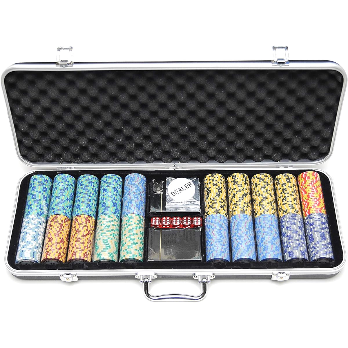 HAN'S DELTA Monte Carlo Poker Club Chip Set 14g Texas Hold'em Blackjack Casino Gambling Black ABS Case Card Dealer Button (Choose 300 or 500 Chipset)