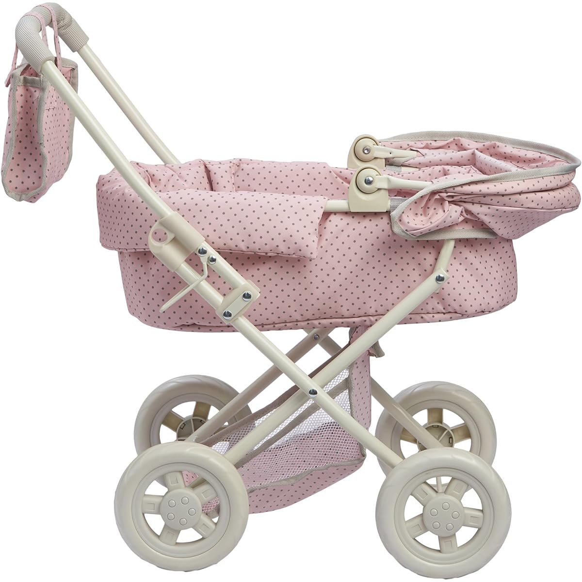 Olivia's Little World OL-00003 Polka Dot Princess Baby Doll Deluxe Stroller Pink & Gray, Pink