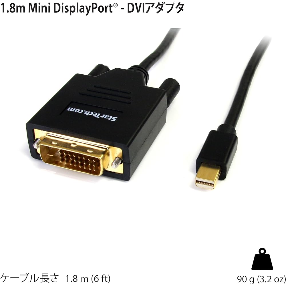 StarTech.com Mini DisplayPort to DVI Converter Cable/1.8m/mDP 1.2 - DVI-D Video Converter/1080p/Mini DisplayPort - DVI Single Link Video Converter/Passive Adapter Cable/Mini DP or Thunderbolt 1-2 Equipped Mac & PC Connect to DVI display MDP2DVIMM6