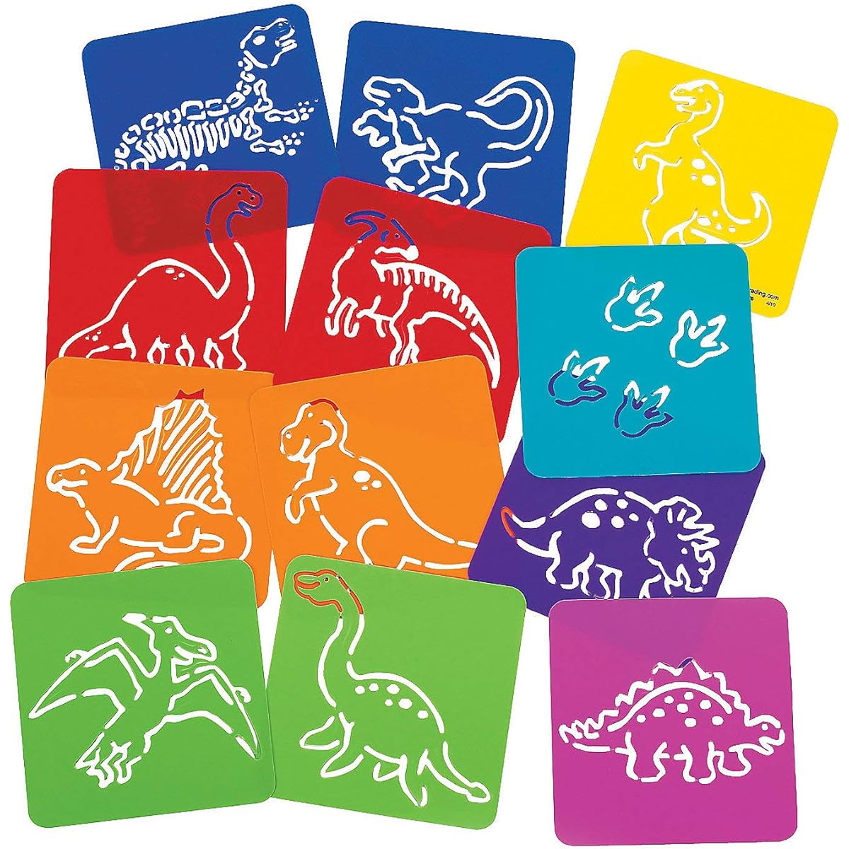 Fun Express Dinosaur Stencils - 12 Pieces - Educational and Learning Activities for Kids