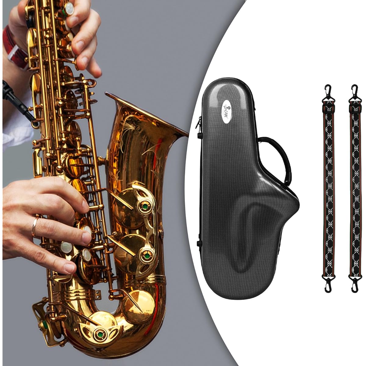 Folpus Alto Saxophone Case, Saxophone Gig Bag, Waterproof Saxophone Backpack with Backpack Straps for Athletic Performance, Black