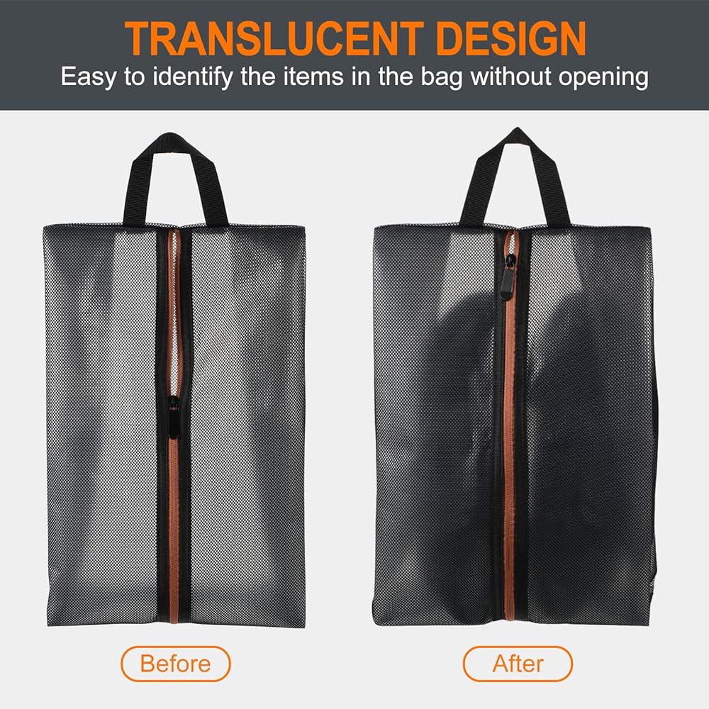 PATIKIL Waterproof Shoe Bag Transparent Travel Storage Bag 5 Pieces Portable Shoes Shoe Organizer with Zipper for Travel Outdoor Black