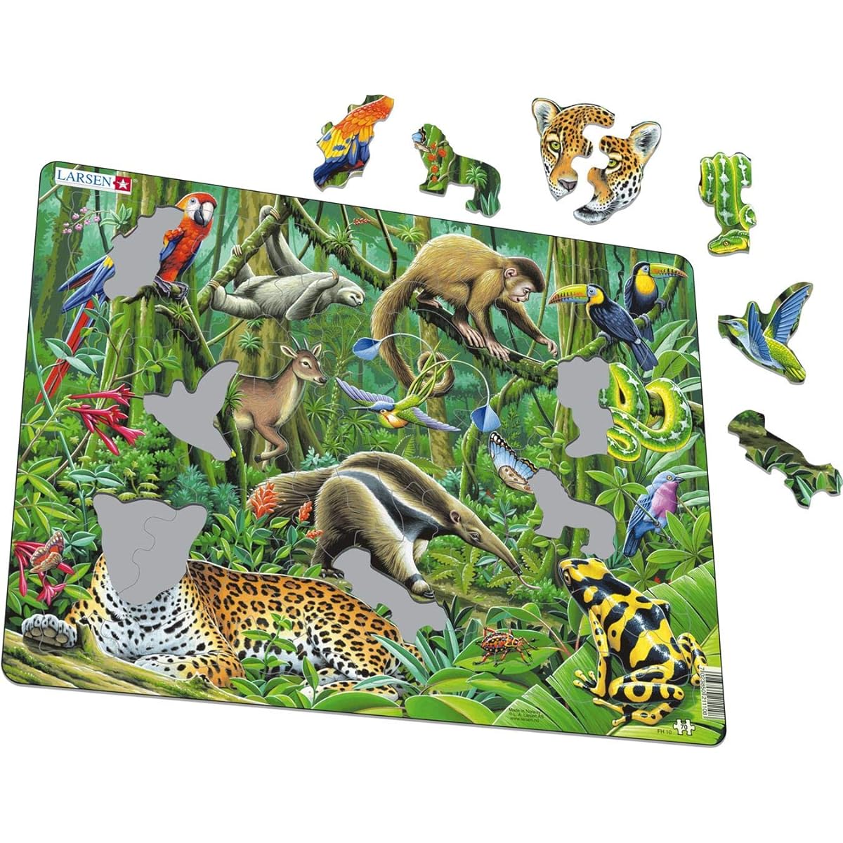 Larsen Puzzles South American Rainforest 70 Piece Jigsaw Puzzle for Children