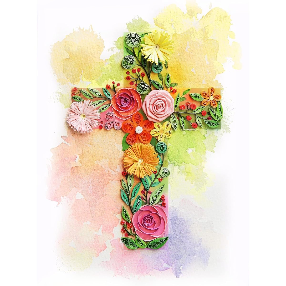 TUMYBee Colorful First Communion Cards for Baptism, Sympathy, Thank You, for Girls, Boys, Granddaughters, Grandchildren (Cross)