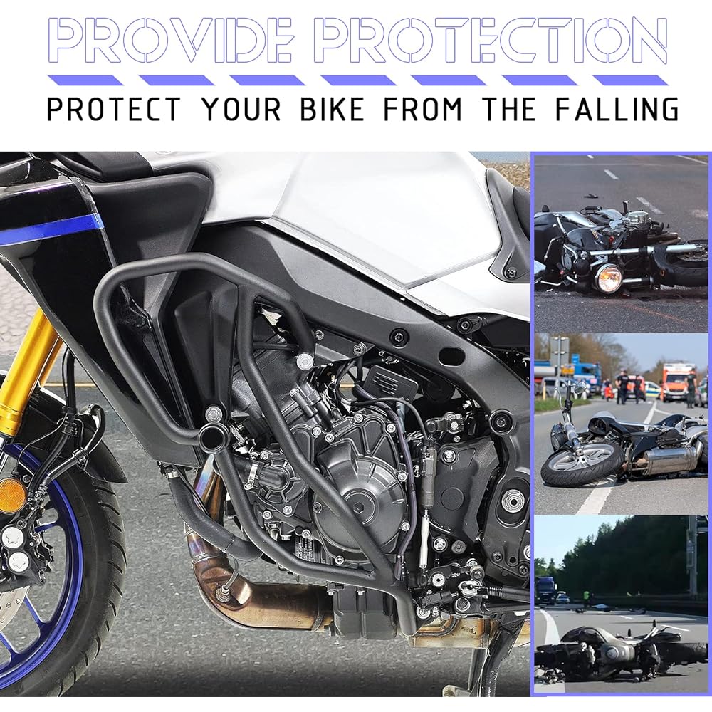 Suitable for Y.amaha TRACER 9 Tracer9 GT 2021 2022 2023, Motorcycle Highway Crash Bar Stunt Cage Bar Engine Guard Bumper Side Frame Slider Gas Tank Fall Prevention Device Steel Modified Parts 21-23