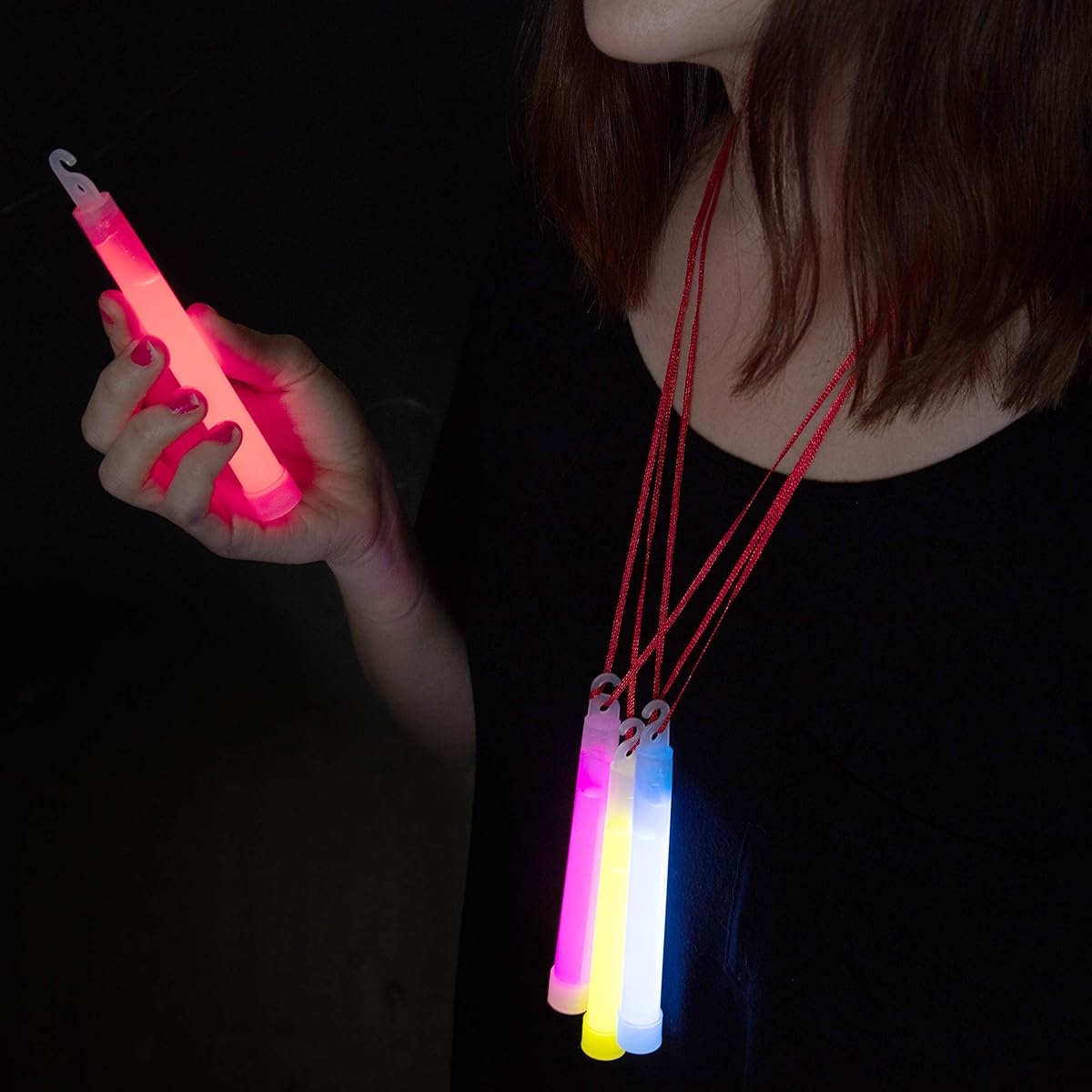 Teal Pumpkin Halloween Party 6" Glow Sticks (12 Pack) - Multicolor Necklace with Lanyard - For Safe Trick or Treat Lights and No-Candy Treats