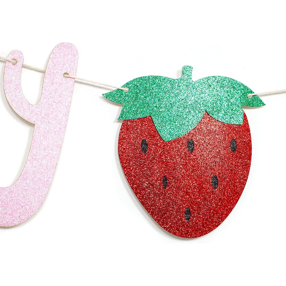 Berry Sweet Banner Strawberry Sweet Banner Glitter Strawberry Banner Strawberry Theme Birthday Baby Shower Decorations Sweet Birthday Party