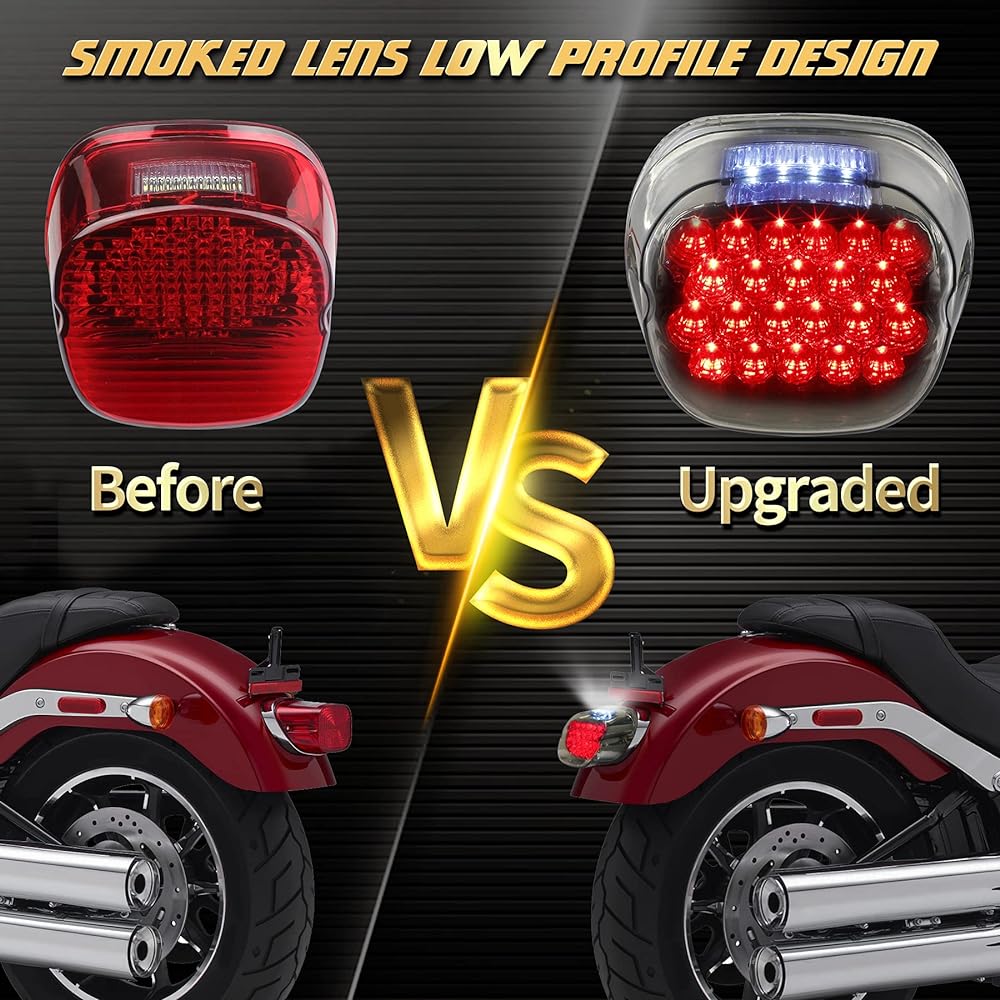QUASCO Smoke LED Motorcycle Brake Tail Light Rear Taillight Compatible with Harley Dyna Touring Softail Sportster