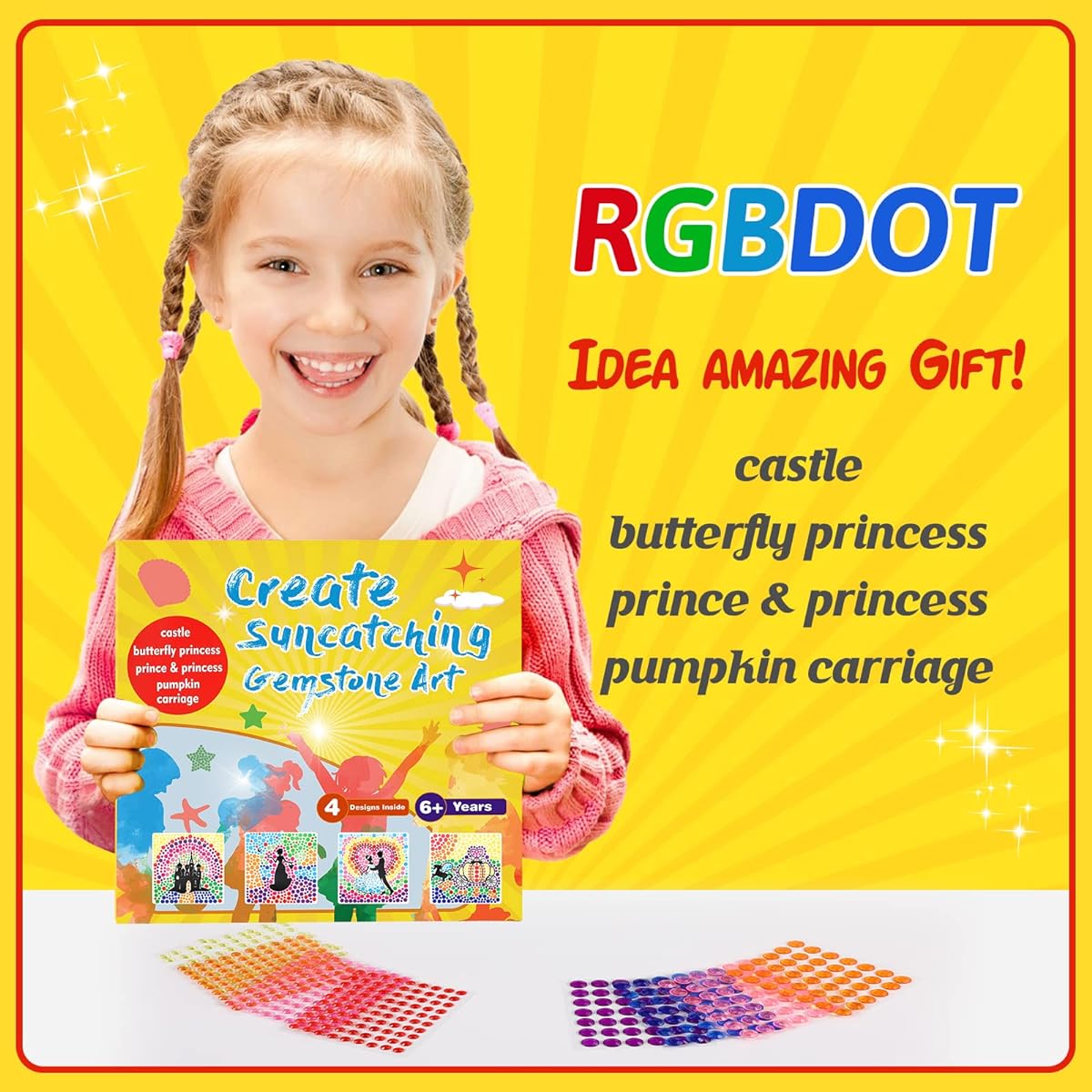 Diamond Art Stickers for Kids (Princess and Prince)