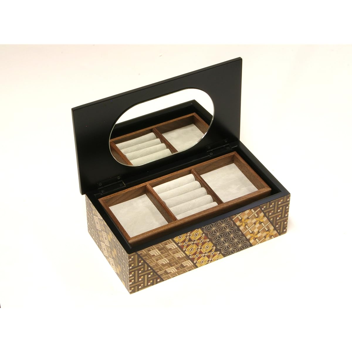 Parquet 8-inch two-tiered jewelry box, small parquet