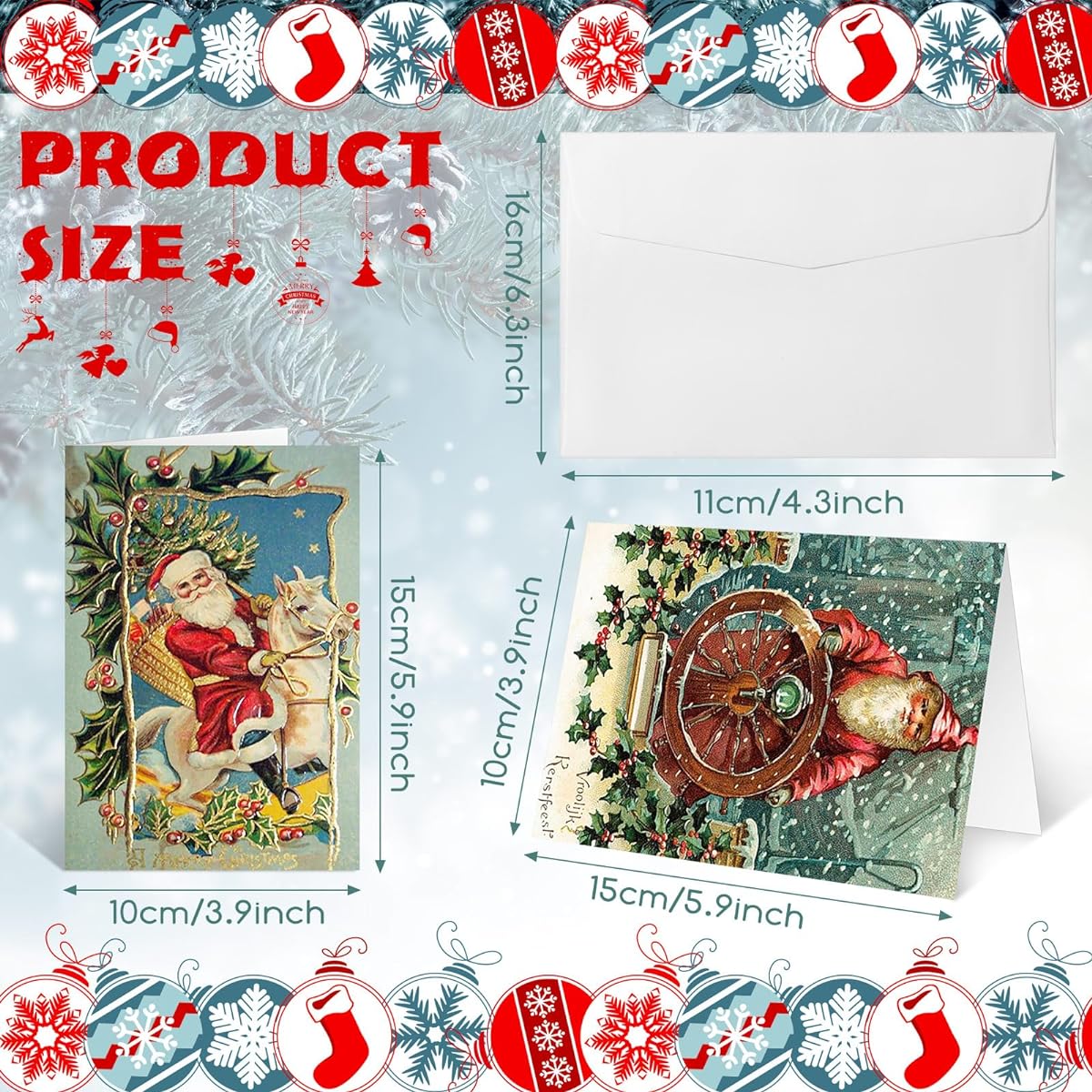 Jetec Vintage Christmas Cards Christmas Cards Christmas Cards Christmas Holiday Greeting Card Set 200 Christmas Cards and 200 Envelopes with Envelopes 20 Designs 4 x 6 Inches