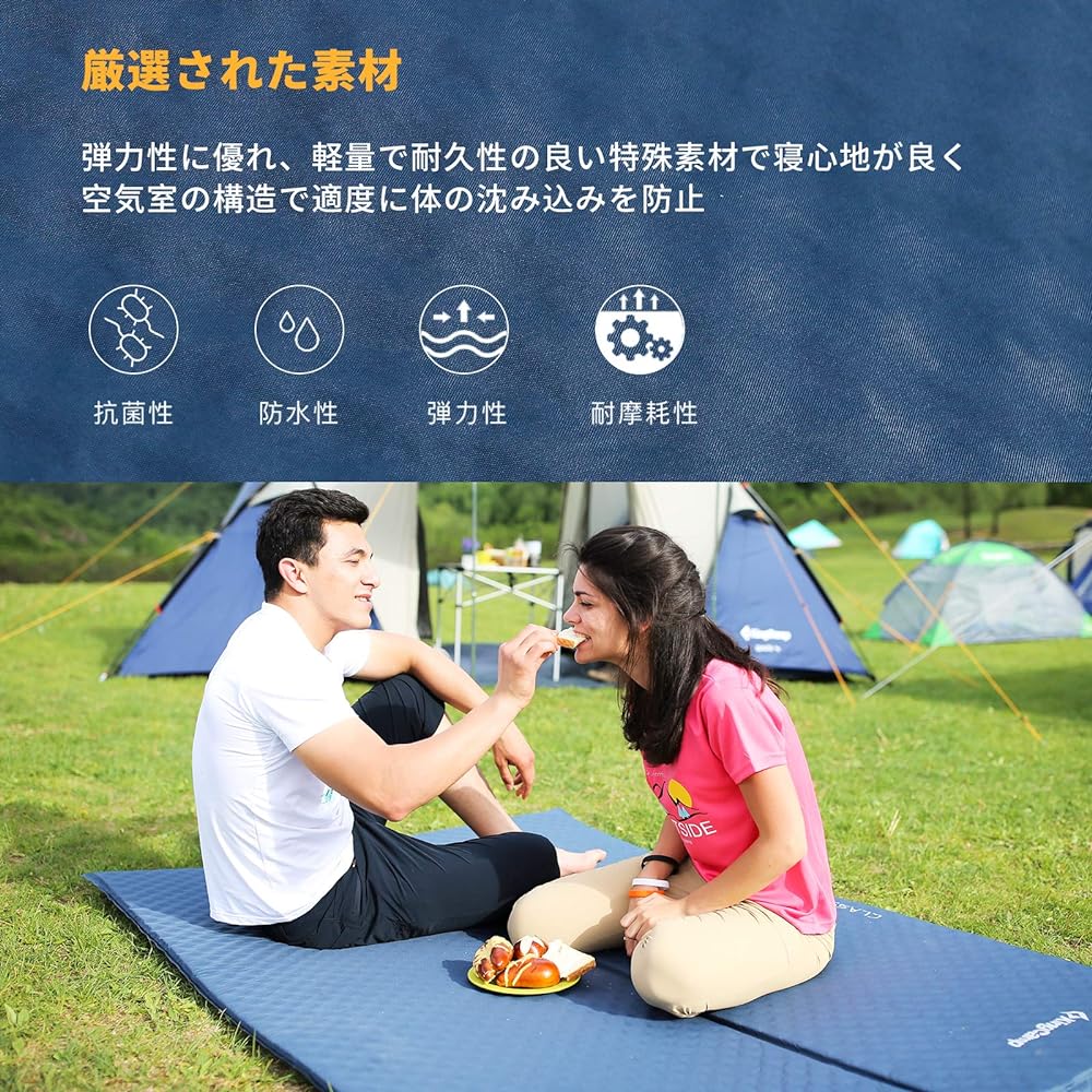 Kingcamp Air Mat, Double Automatic Inflator Mat, Tent Mat, Foldable, Waterproof, Moisture Proof, Lightweight, Durable, Camping Mat, Car Sleeping Mat, Compact, For Napping, Sleeping In A Tent, Camping, Disaster Prevention