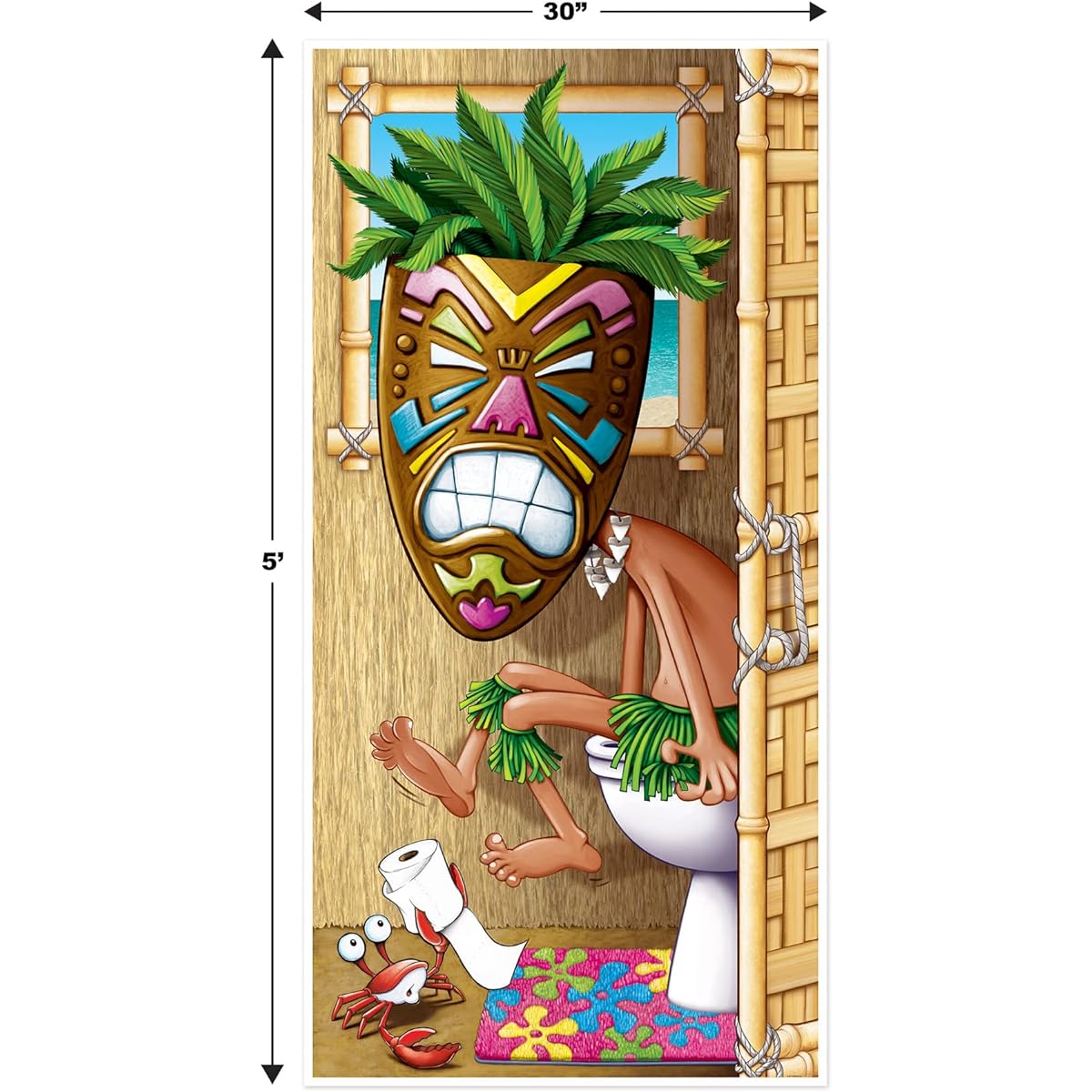 Beistle Tikiman Toilet Door Covers, 2 Pieces, 30" x 5'
