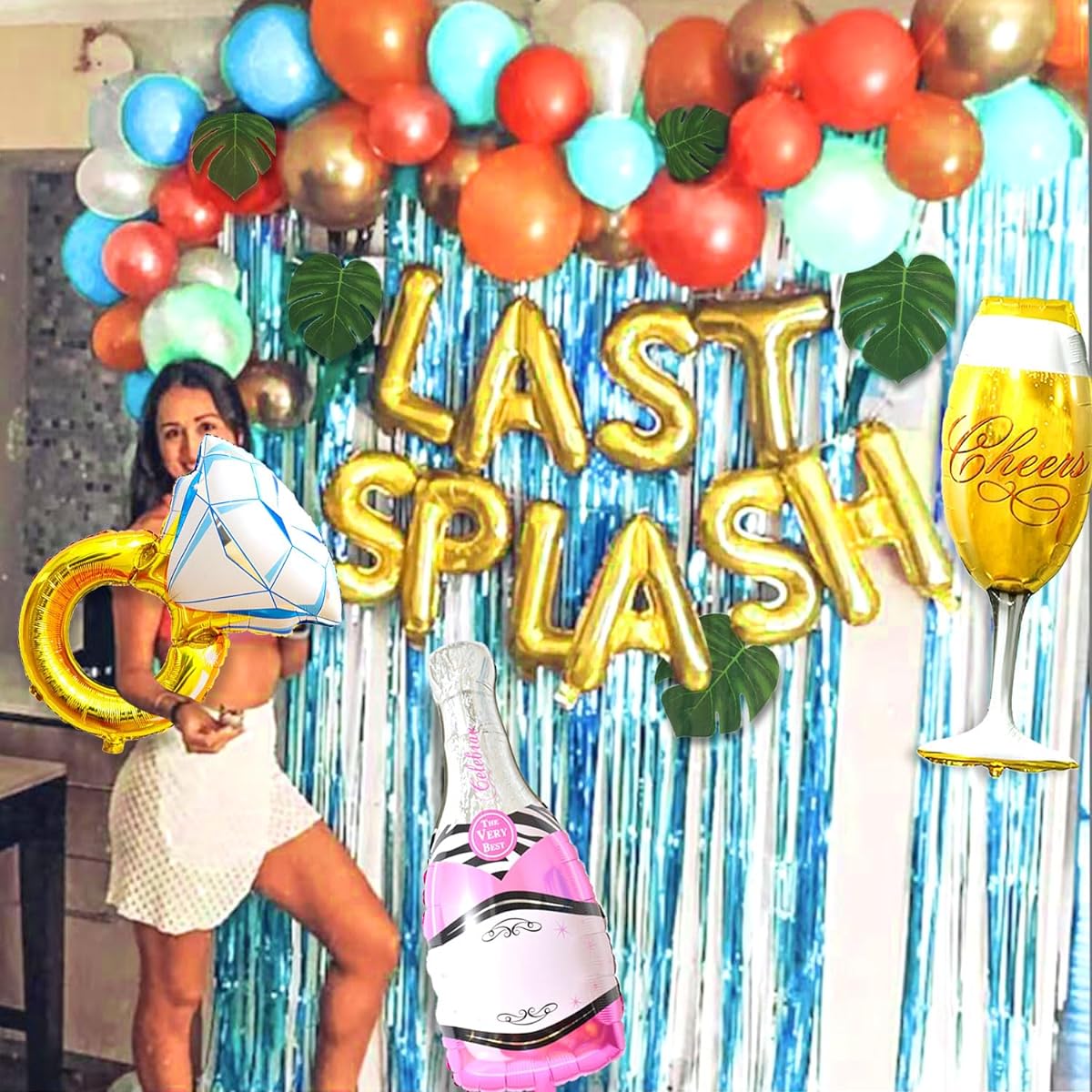 LaVenty Luxury Last Splash Bachelorette Party Decorations Mermaid Bridal Shower Decorations Pool Hawaiian Luau Beach Bachelorette Decor Tropical Bridal Shower