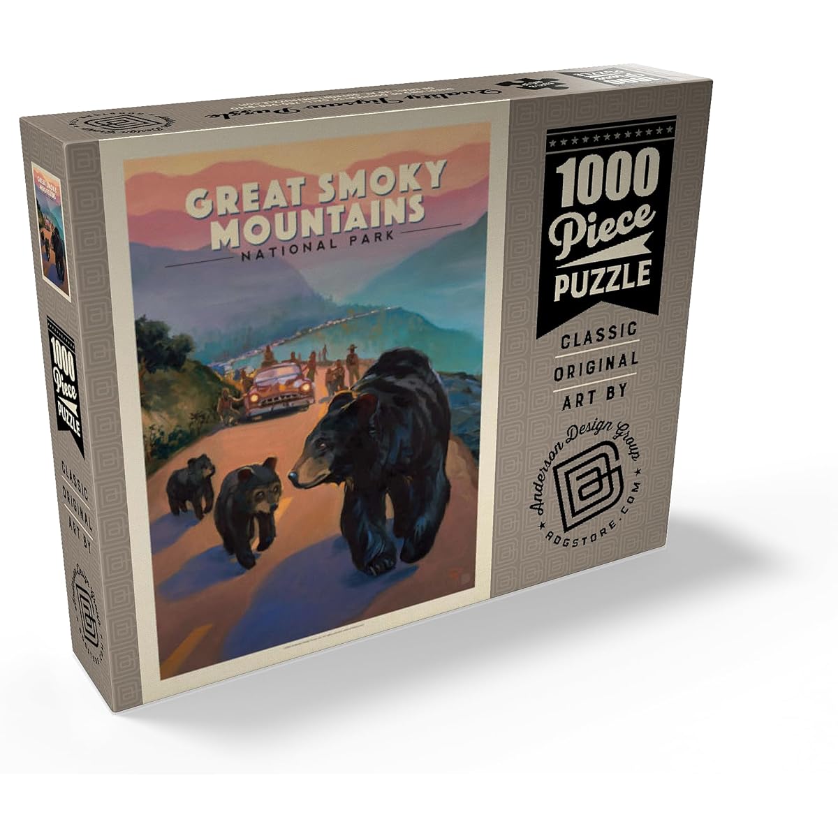 Great Smoky Mountains National Park: Bear Jam Vintage Poster - Premium 1000 Piece Jigsaw Puzzle for Adults