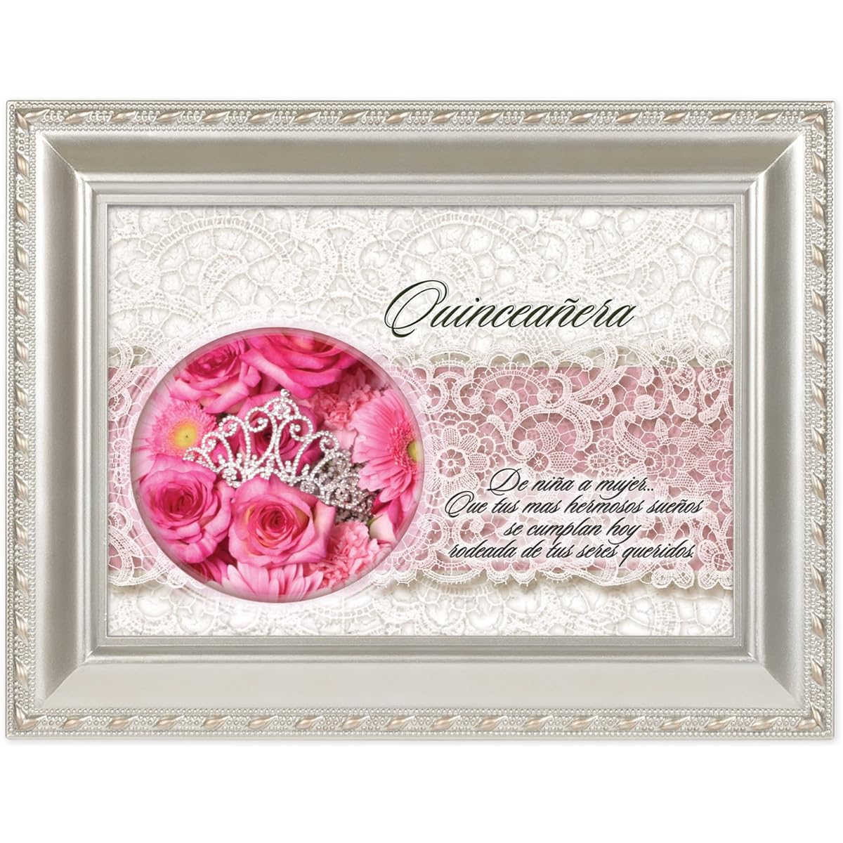 Quinceanera Champagne Silver Finish Music Jewelry Box You Light Up My Life