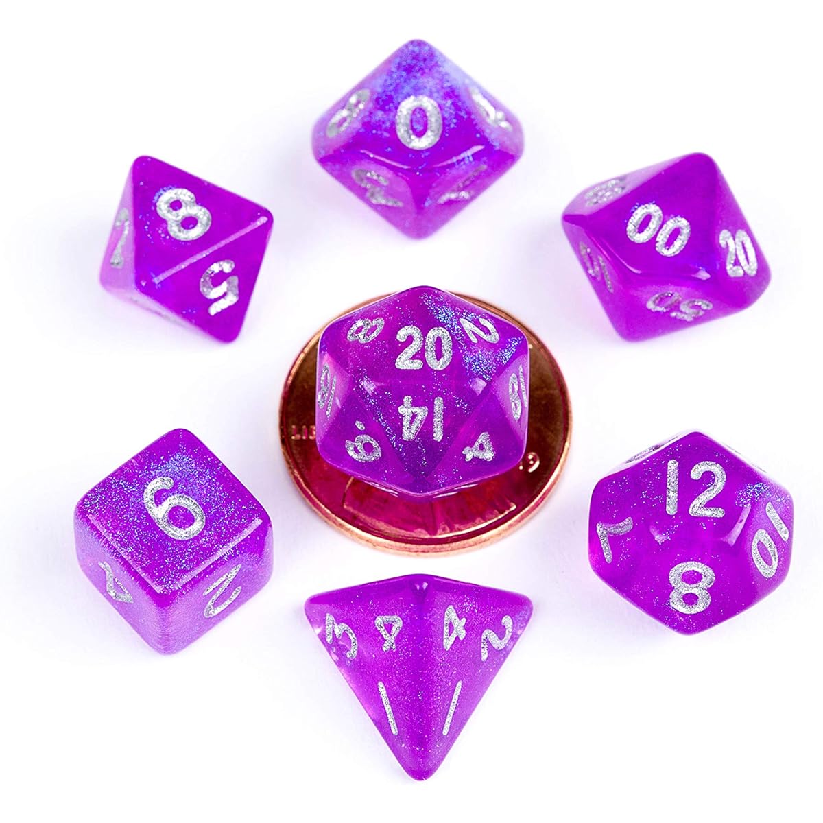 Stardust Purple 10mm Mini Poly Dice Set