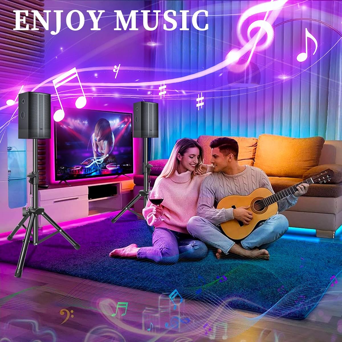 Speaker Stand Pair Height Adjustable Speaker Tripod Stand 24-51 Inch Lightweight Speaker Stand 35mm Perfect for Home Studio Stage Holds 33 lbs Storage Bag Included