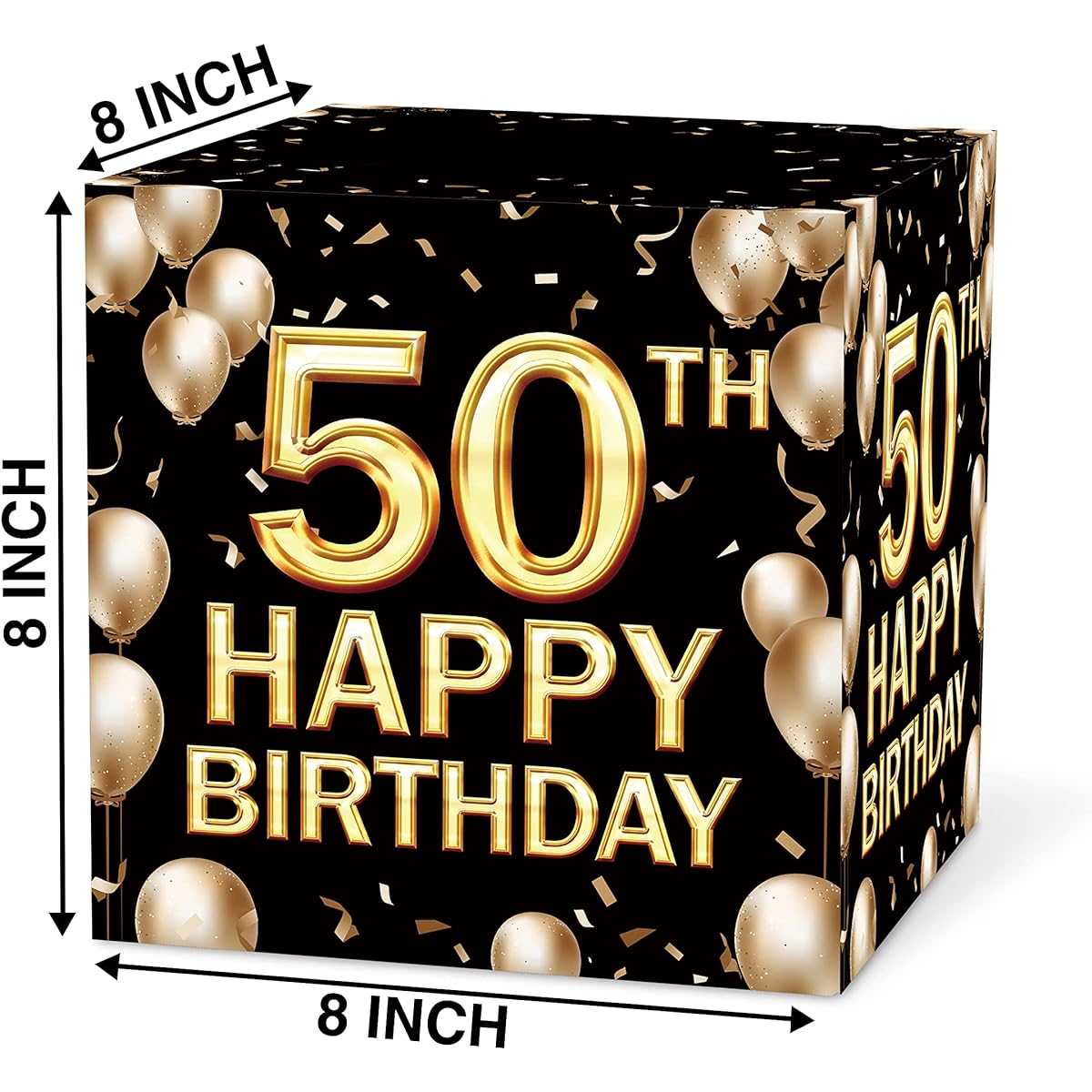 50th Birthday Card Box Black & Gold Card Box for Birthday Party Decorations Party Supplies Money Box 1pc (017sr)