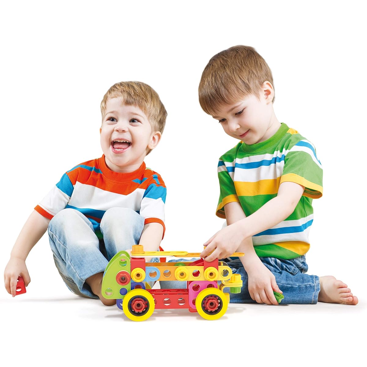 Quercetti - Tecno Jumbo - 76-piece building set and construction toy, multicolor, 34 x 7 x 29cm