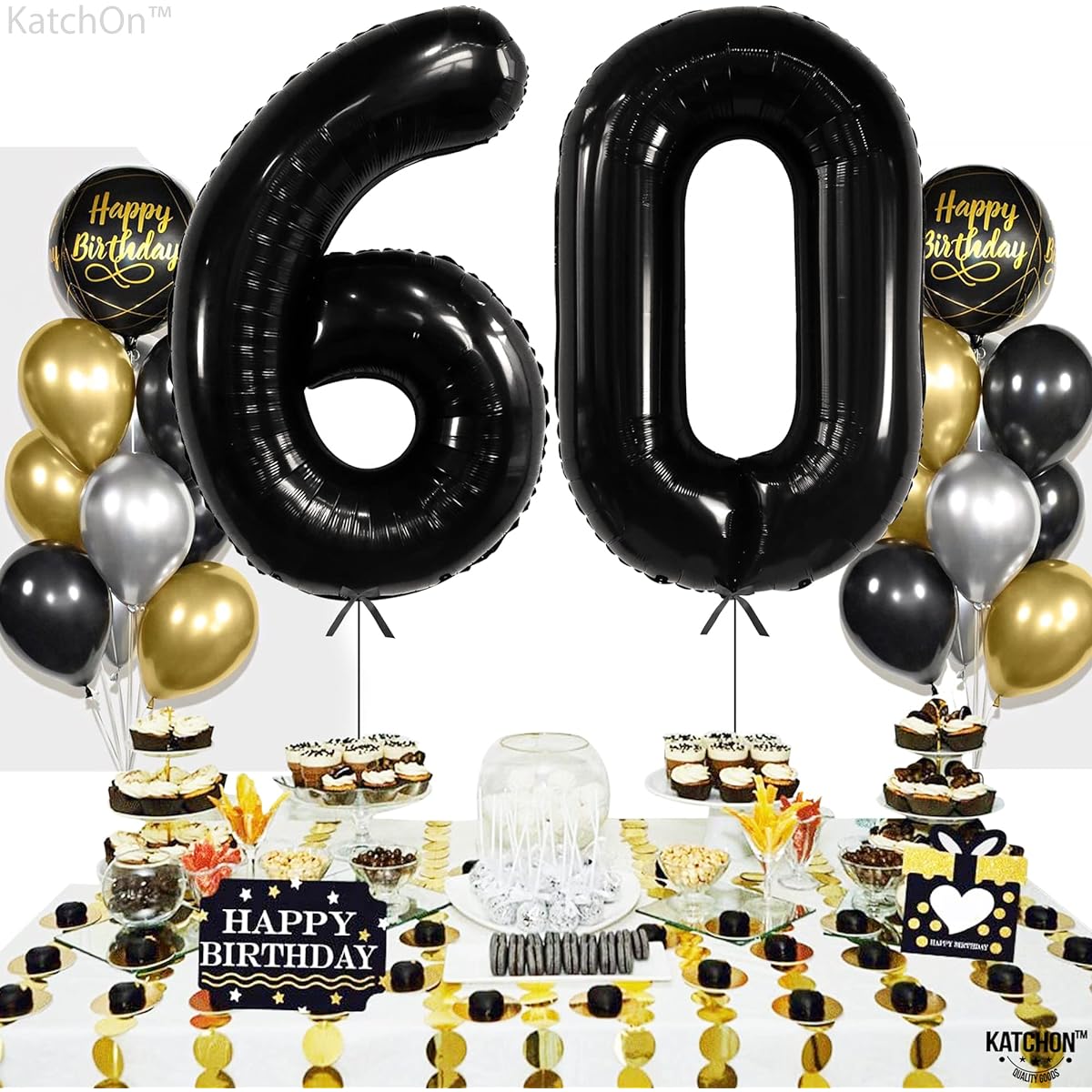 Giant Black 60 Balloons Number - 40 Inch | Happy 60th Birthday Decorations for Men | 60th Birthday Balloons 60th Birthday Decorations for Women | 60th Birthday Balloons for Women