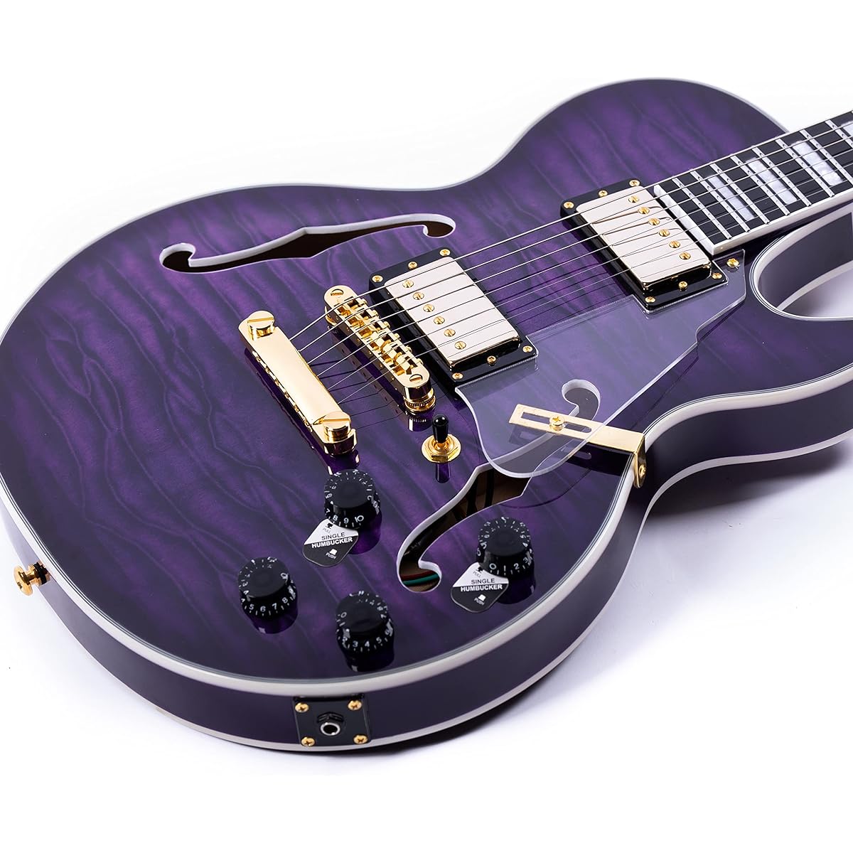 Grote LPF-001 Semi-Hollow Body Electric Guitar Coil Splitting with Gig Bag (Purple)