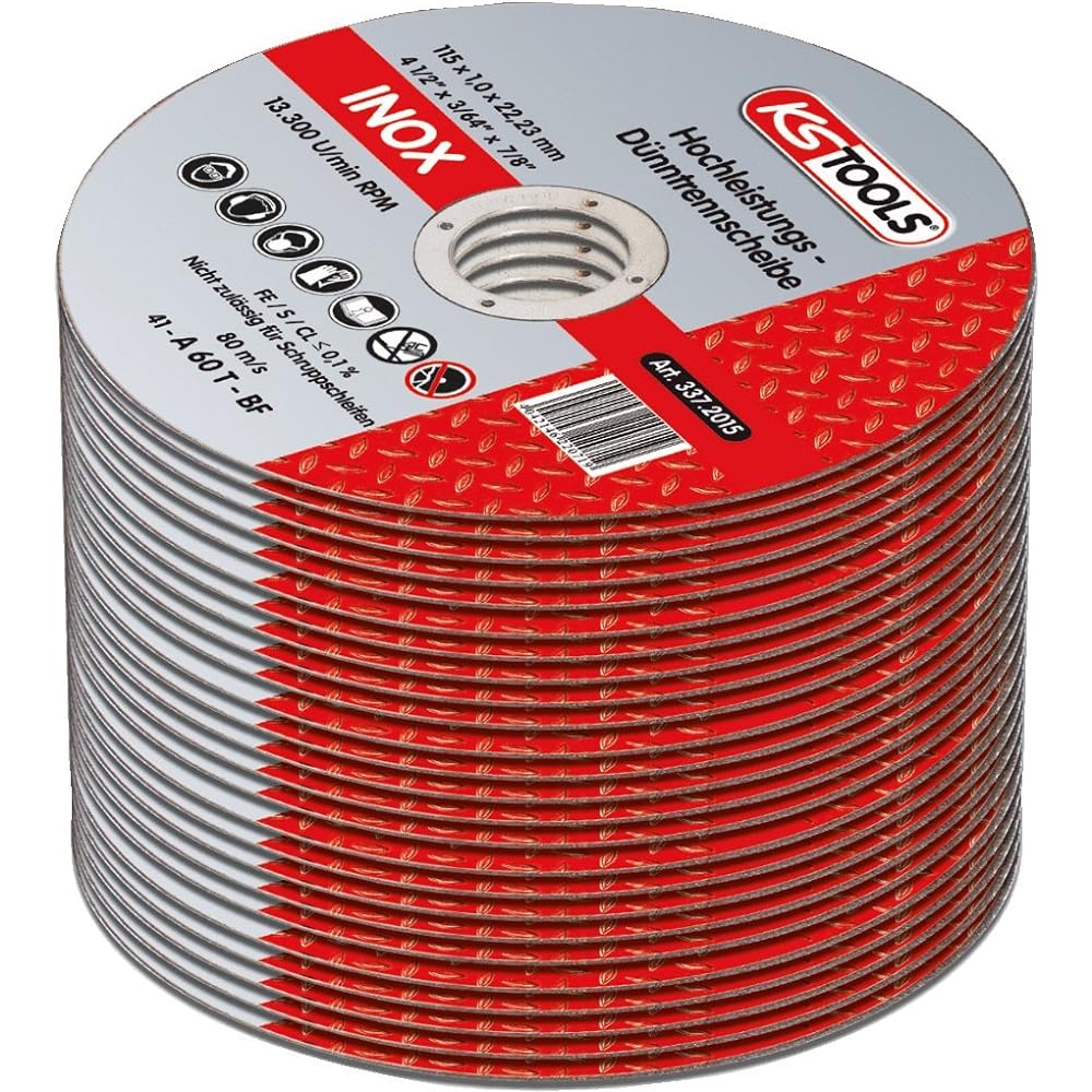 KS TOOLS High Performance Thin Cutting Disk Input/Output 115mm 1mm High performances thin cutting disk Ø 115mm 1mm 337.2015