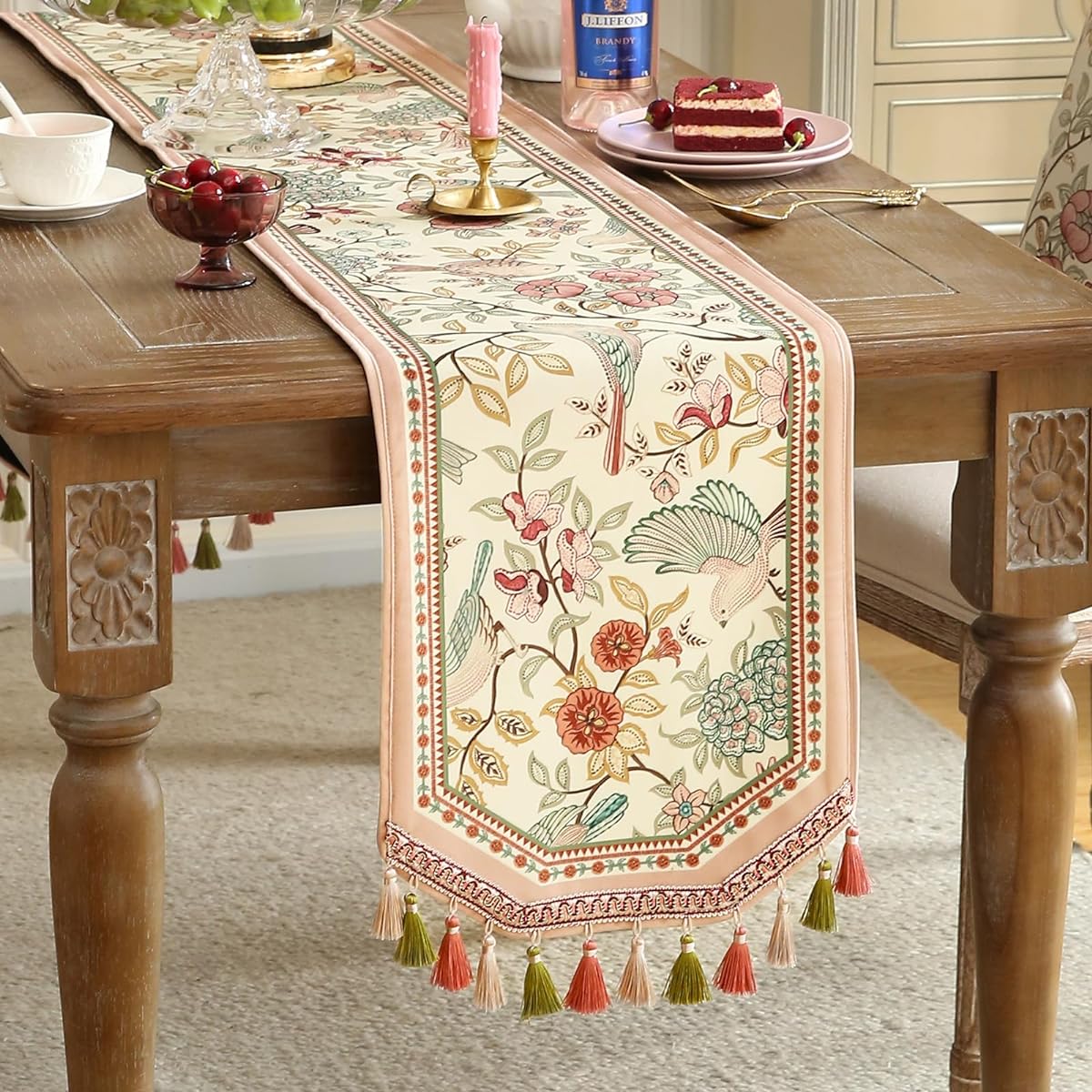 patdrea Velvet French Table Runner Farmhouse Home Kitchen Dining Decor Party Family Dinner Wedding 12" x 63"
