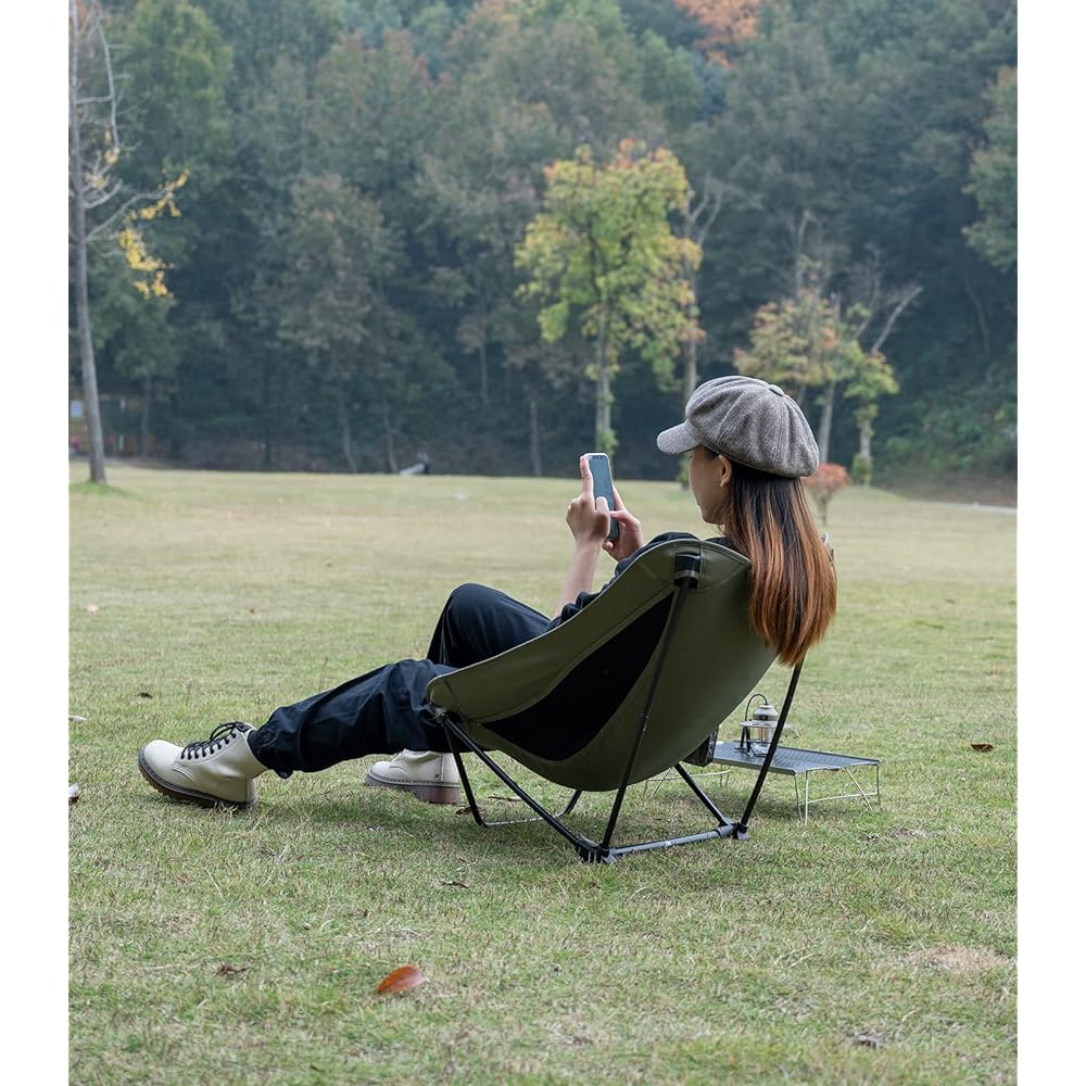 iClimb Outdoor Row Chair, Ultra Lightweight, Compact, Foldable Beach Chair with Storage Bag, Convenient to Carry, Fishing, Camping, Bag Packing, Hiking, Sports Day Concert (Green)