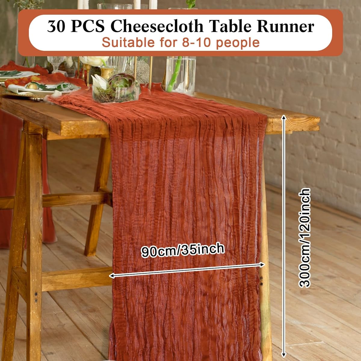 30 Pieces Cheesecloth Table Runner 35 x 120 Inch Wedding Table Runner Long Vintage Gauze Table Runner Boho Table Cloth Gauze Table Runner for Wedding Reception Birthday Party (Last)