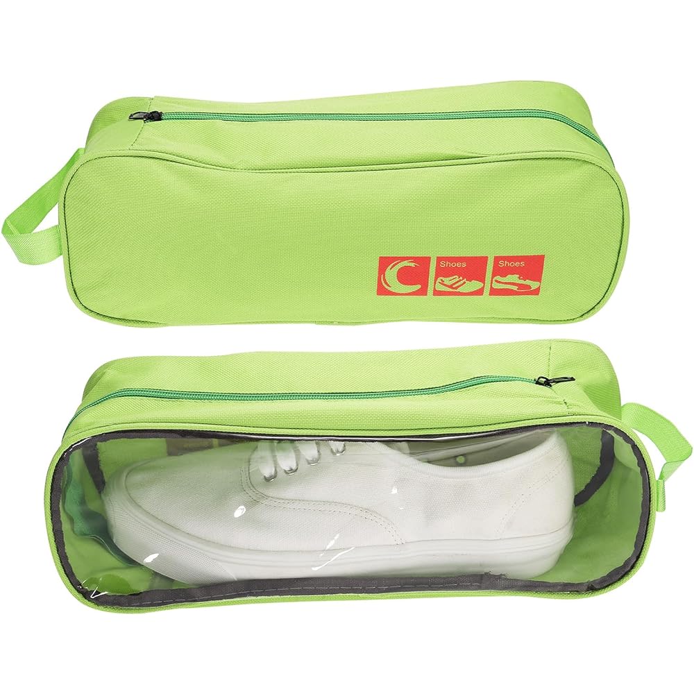 PATIKIL Golf Shoe Bag 4 Pieces Portable Sports Shoe Organizer Bag with Breathable Zipper Shoe Bag for Sports Gym Travel Green