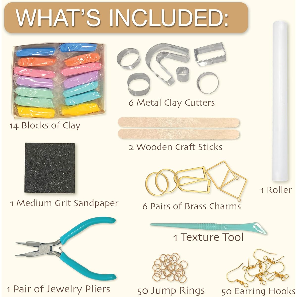 JOiFULi 132 Piece DIY Friendship Craft Set for Teens Ages 12+ Great Gift Beautiful Polymer Clay Earrings Jewelry Craft Making Set
