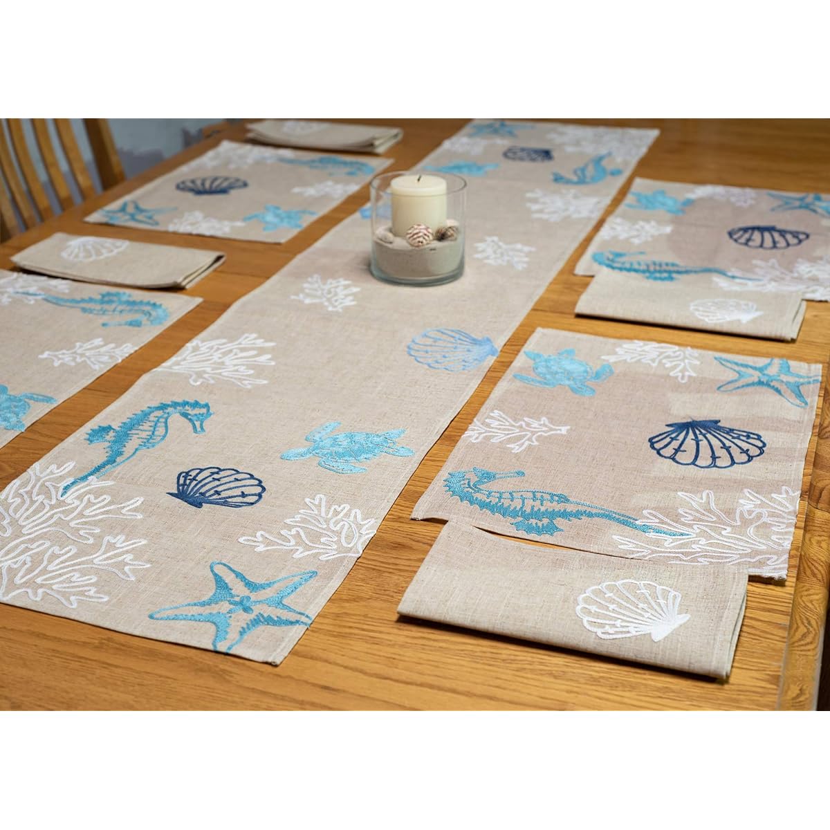 DII Design Imports Coastal Embroidered Table Runner