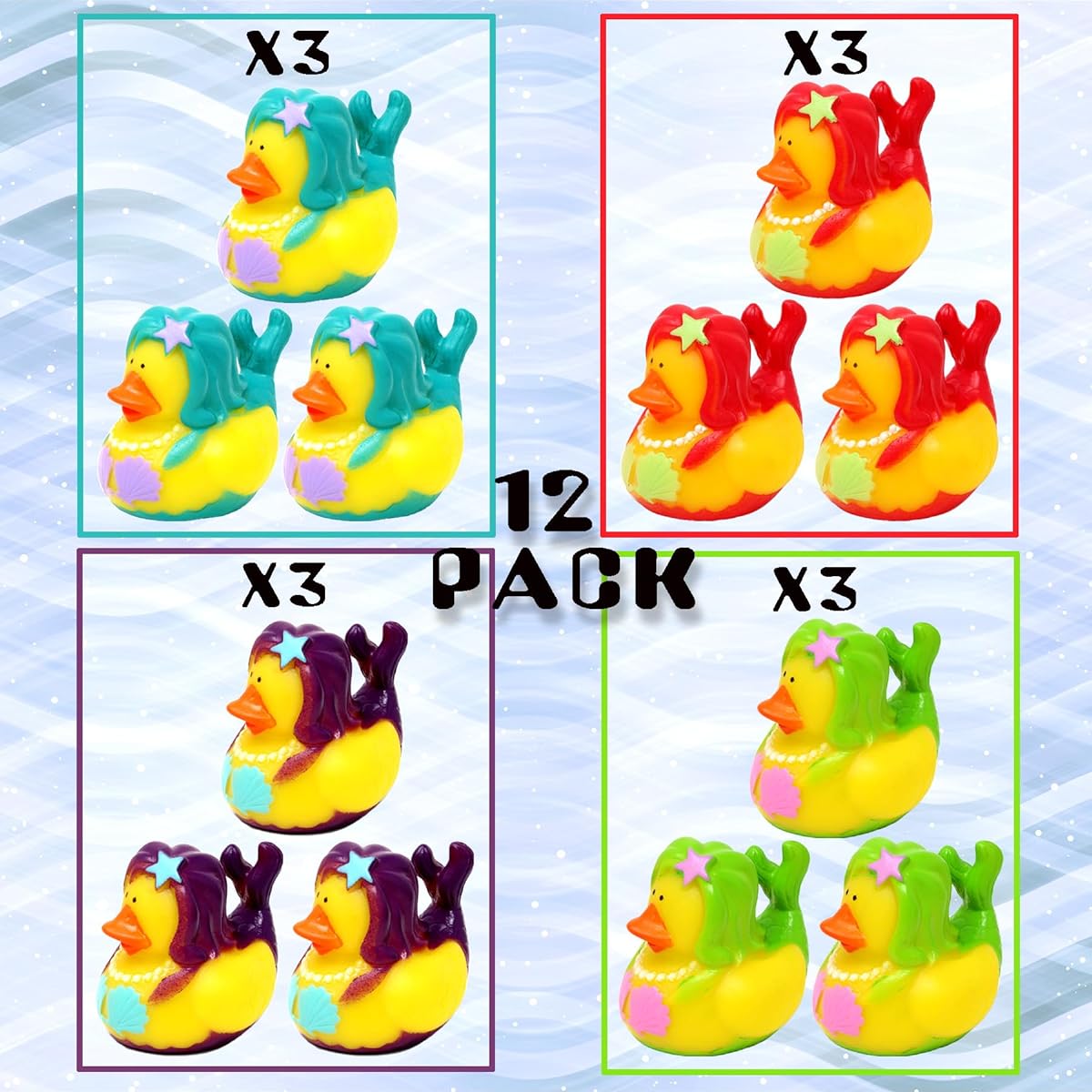Mermaid Rubber Duck 12 Pieces Mermaid Novelty Rubber Ducky Mermaid Party Favors Mermaid Birthday Party Supplies Mermaid Baby Shower Bath Toy Mermaid Goodie Bag Pinata Filler Character Rubber Duck