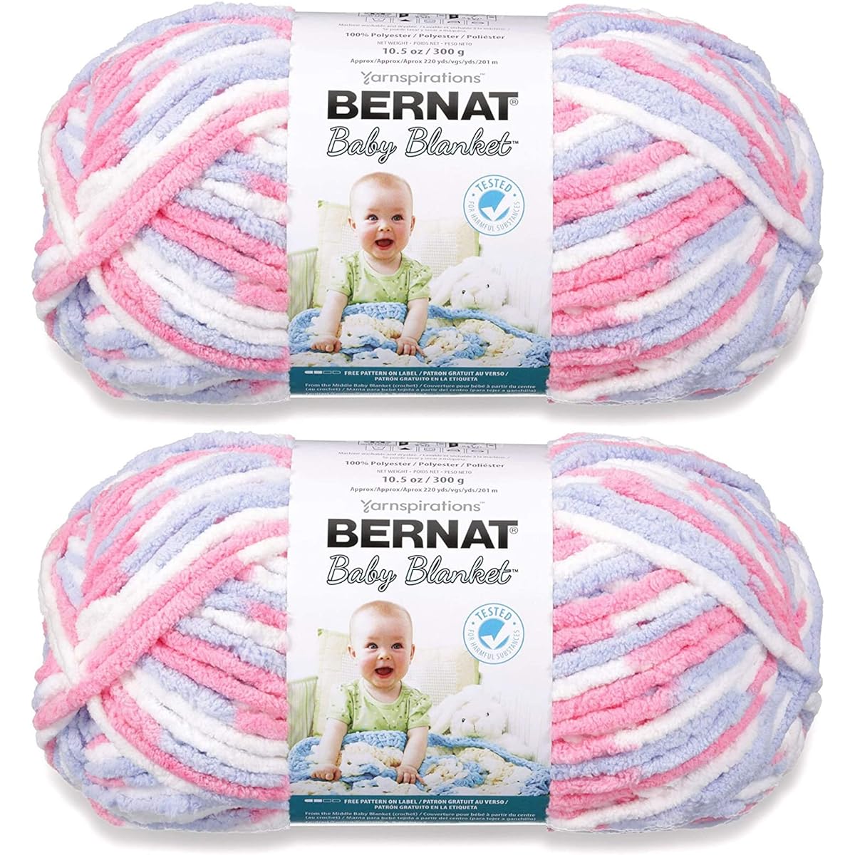 Bernat Baby Blanket Big Ball yarn (2 pack) Little Boy Dove 161104-4117