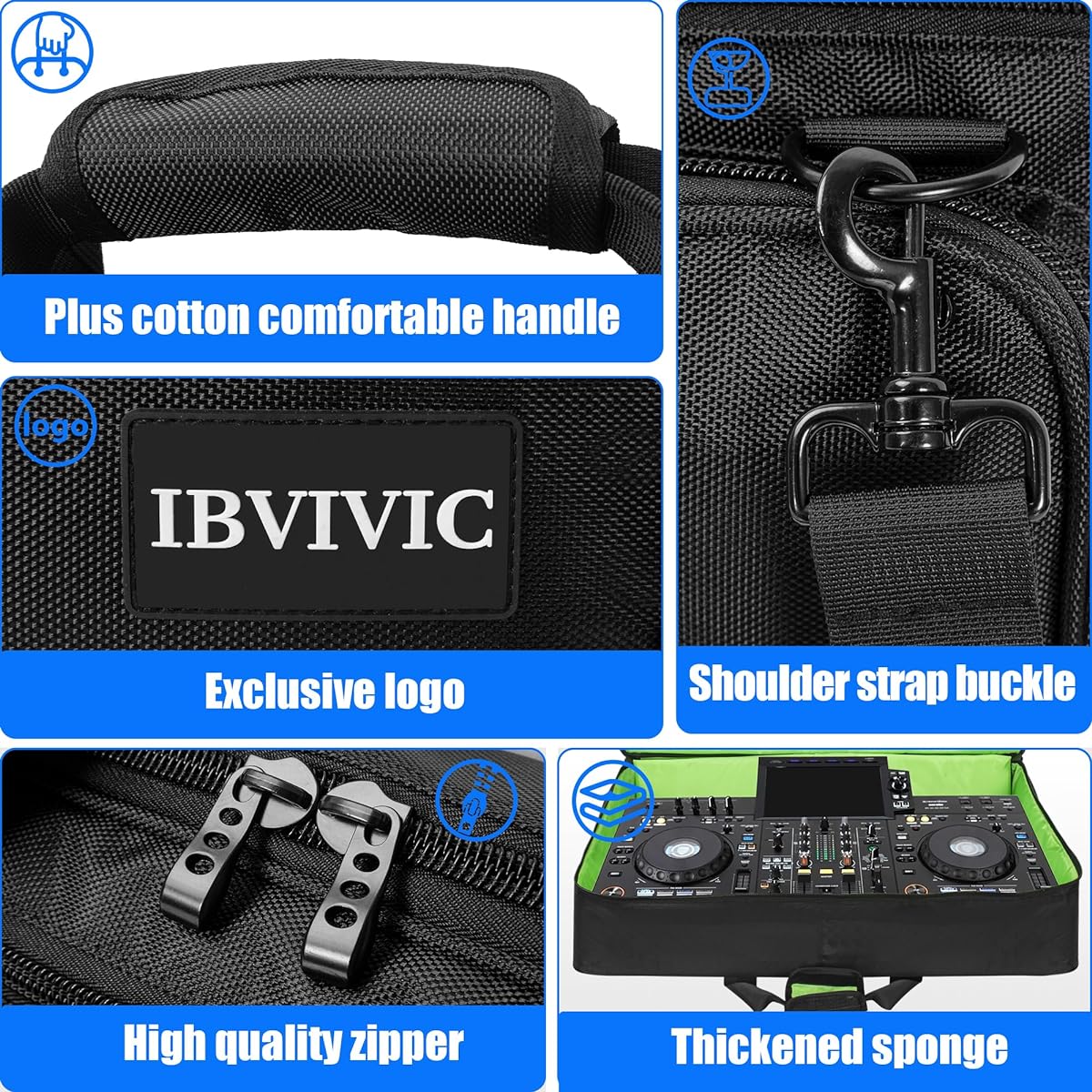 IBVIVIC Lightweight Controller Storage Bag Case for DDJ 1000 1000SRT/DDJ FLX10/DDJ RX2/DDJ RX3/DDJ REV7
