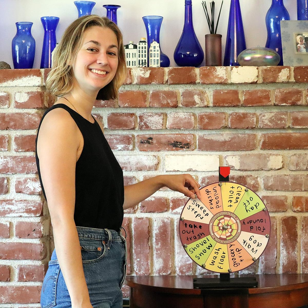 Whirl of Fun Spinning Prize Wheel with Stand, 12" Table Top, 10 Color Slots, Customizable Dry Erase Surface, Sherbet Colors, Portable Tool Included, Made in the USA