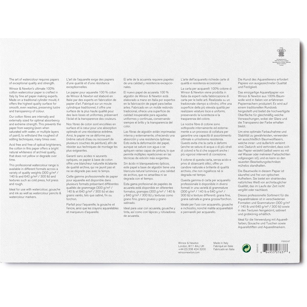 Winsor & Newton Professional Watercolor Paper Block, 9" x 12", Rough