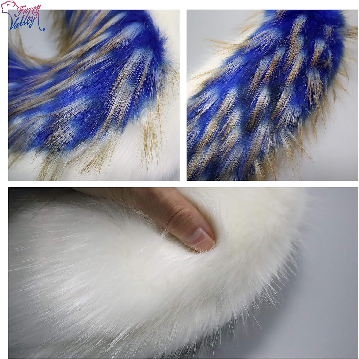 Furryvalley Fursuit Tail Fur Partial Fluffy Tail Cosplay Party Costume for Kids and Adults (Blue)