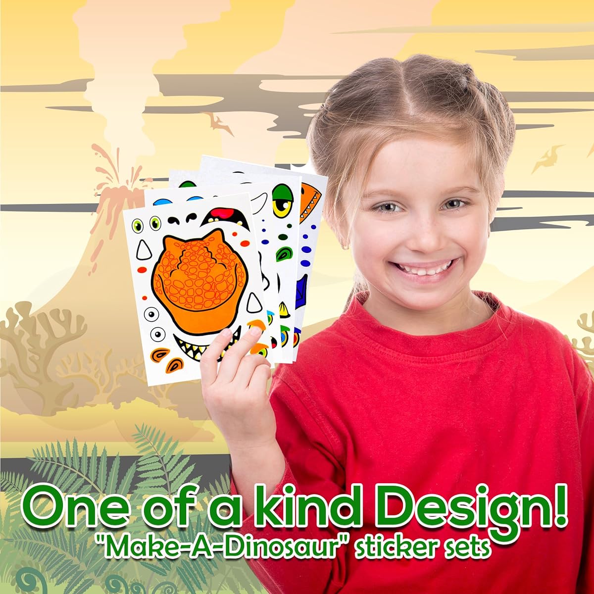 Make Your Own Dinosaur Stickers for Kids 24 Sheets - Dinosaur Themed Birthday Party Favors - Fun Craft Project for Kids Ages 3+ - Let your kids be creative and design their favorite dinosaur stickers