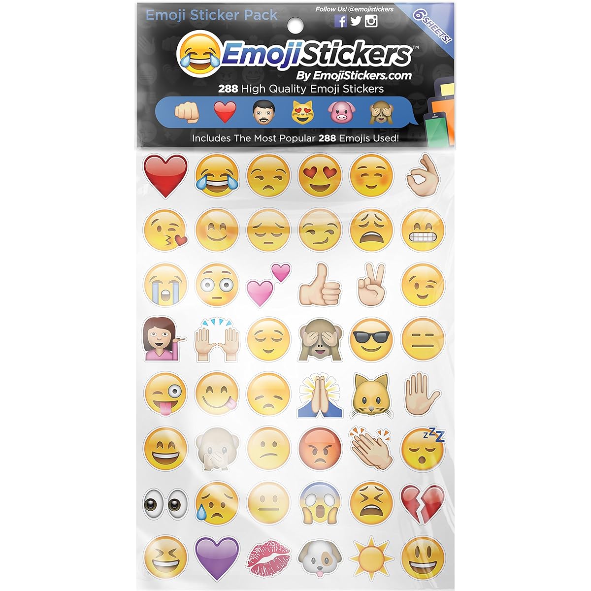 Emoji Stickers 6 Sheets 288emoji
