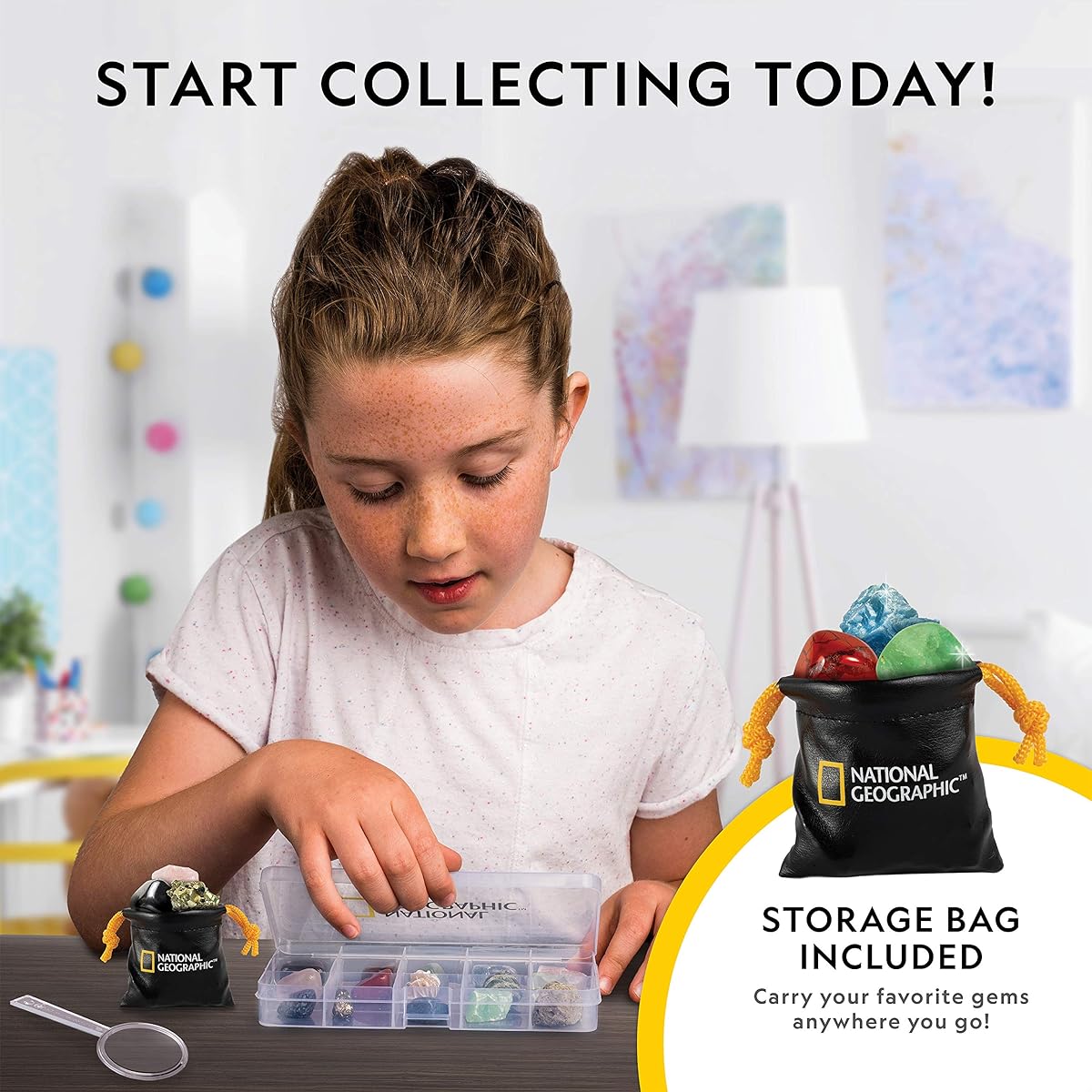 NATIONAL GEOGRAPHIC Rock & Mineral Collection - Kids Rock Collection Box with 15 Gems and Crystals, Geology Crystal Collection for Kids, Science Kit, Rock Gifts ( Exclusive)