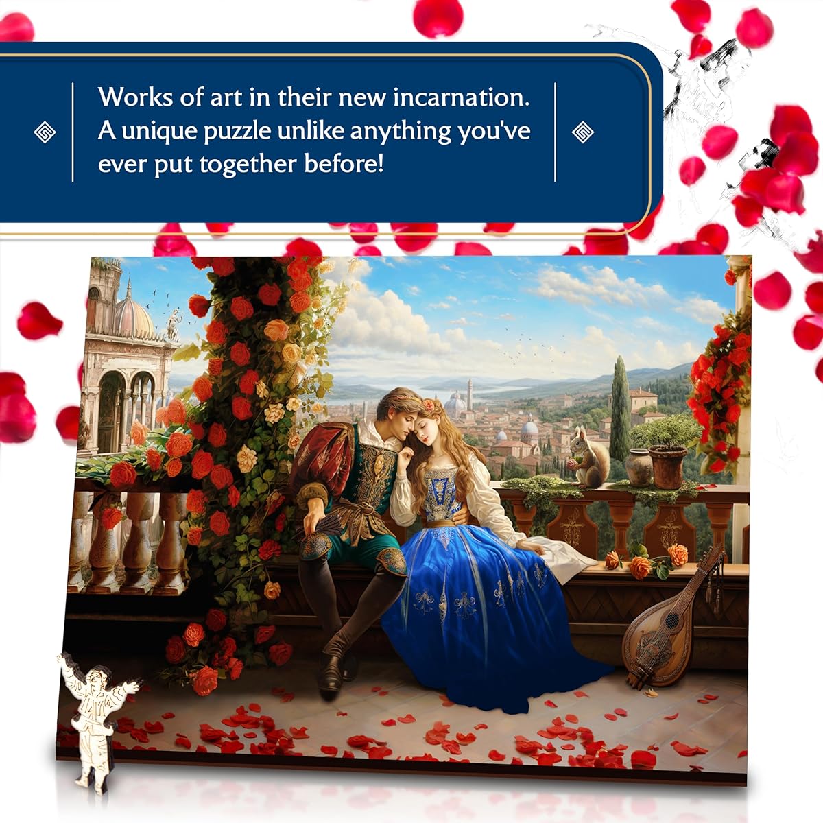 Doctor Puzzle Adult Wooden Puzzle - Unique Shape Double Sided Jigsaw Puzzle - with Natural Aroma Candle - Gristoma Gift Family Game 10 x 6 Inch - Romeo and Juliet 100 Pieces
