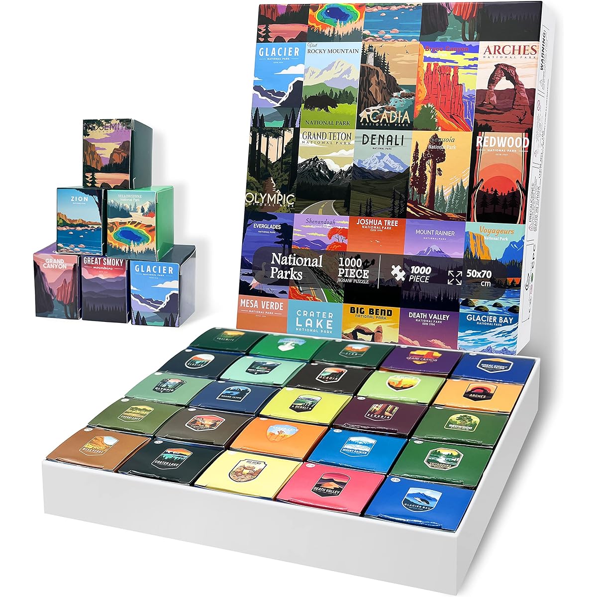 National Parks Puzzle for Adults 1000+ Pieces Travel Landscape Puzzle Puzzle of 25 US National Parks like Zion, Yellowstone, Yosemite, Landscape Nature Jigsaw Puzzle, Scenery Mountain