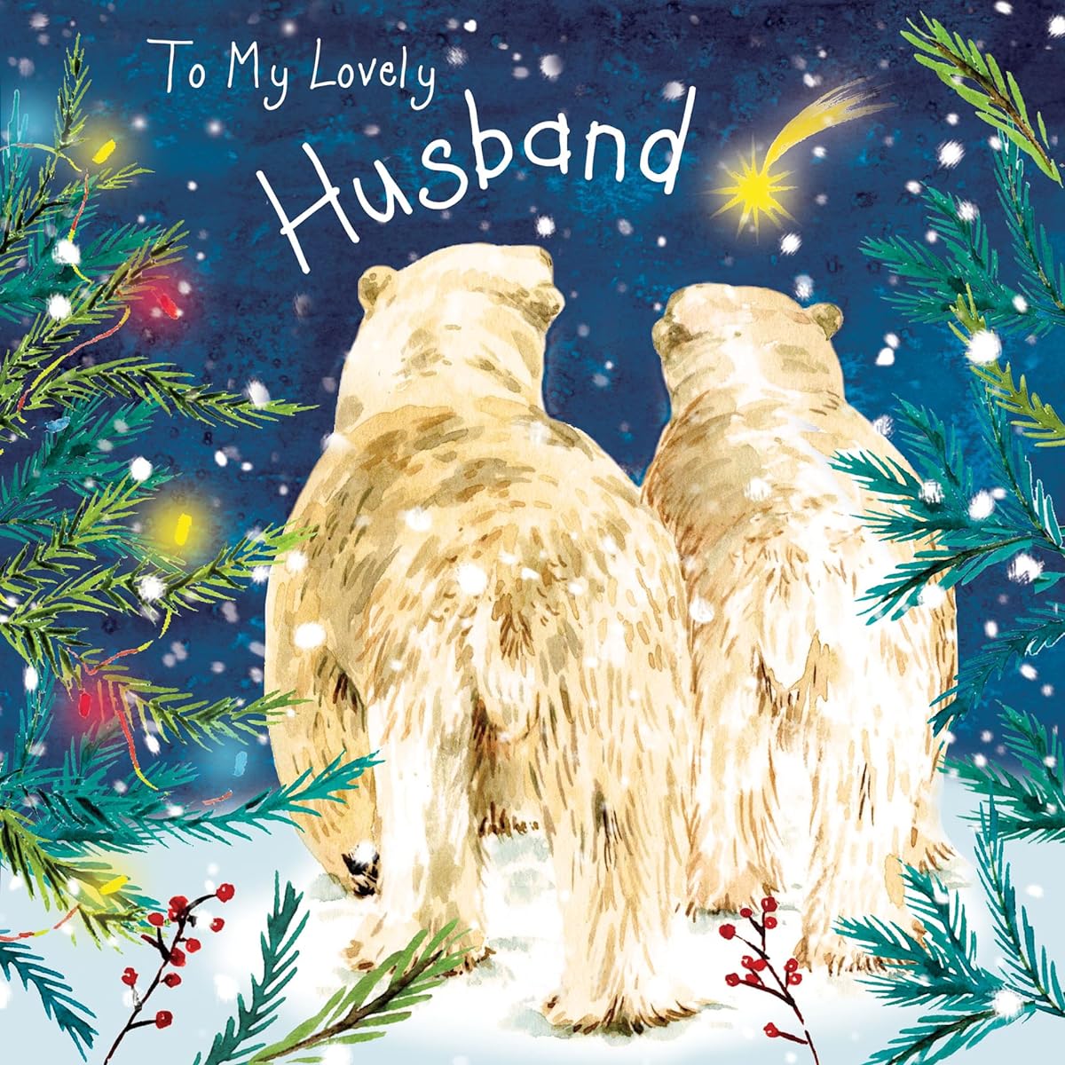 Twizler Merry Christmas Card for Husband with Polar Bear – Husband Christmas Card – Husband Christmas Card – Men Christmas Card – Men Christmas Card – Christmas Card – Husband Christmas Card – Christmas Card Husband