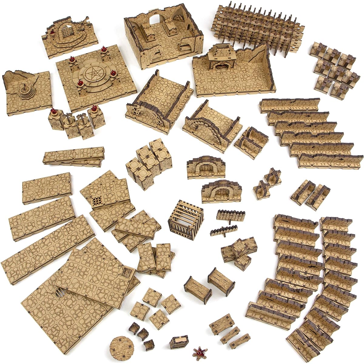 TowerRex 3D Modular Battle Map D&D Terrain - dnd Accessory Set Dungeons & Dragons Pathfinder Warhammer Tabletop Battlemat Grid Wargame Terrain TTRPG Scenery Kit for 28mm 32mm Miniatures