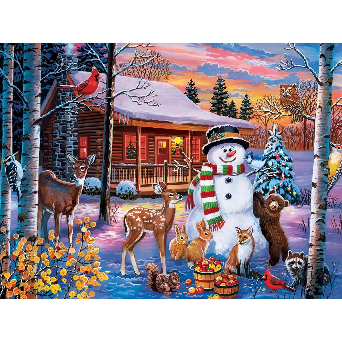 MasterPieces 300 Piece EZ Grip Christmas Jigsaw Puzzle - Winter Visitors - 18"x24"